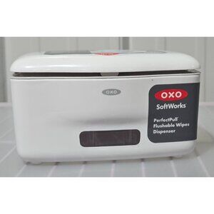OXO Softworks Perfect Pull Flushable Wipes White Dispenser w/ Weighted Plate